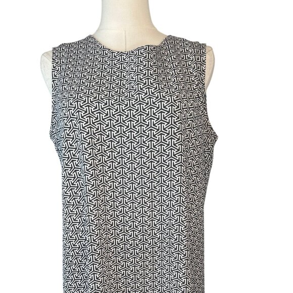 2/$30 Adrienne Vittadini Size 10 Black/White Geometric Sleeveless Sheath Dress - Picture 7 of 16